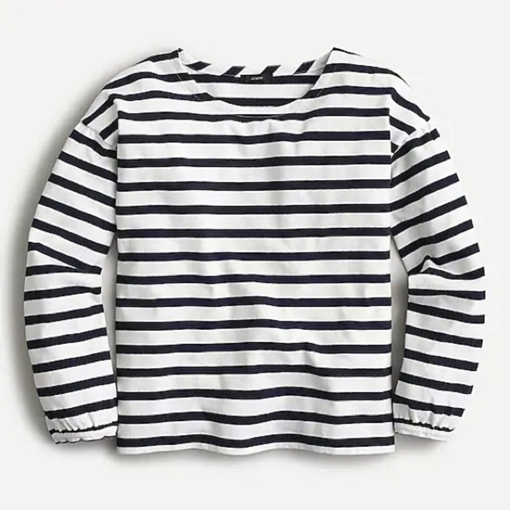J Crew Mariner cloth puff-sleep top in stripe XXS